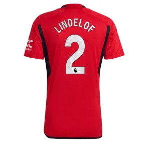 Lacne Muži Futbalové dres Manchester United Victor Lindelof #2 2023-24 Krátky Rukáv - Domáci